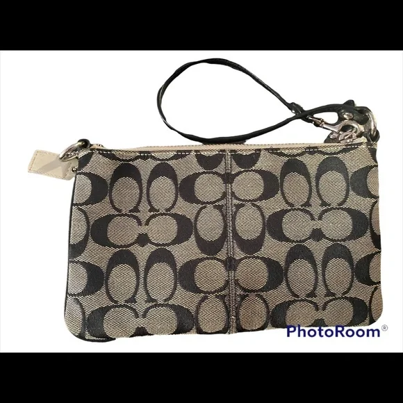 Black/Grey Coach Wristlet - Picture 2 of 4